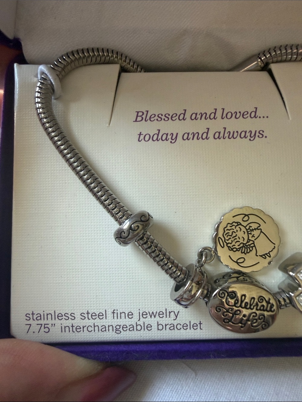 Hallmark Blessed Life Cross Charm Bracelet NIB Inspirational Christian Gift - Picture 7 of 7